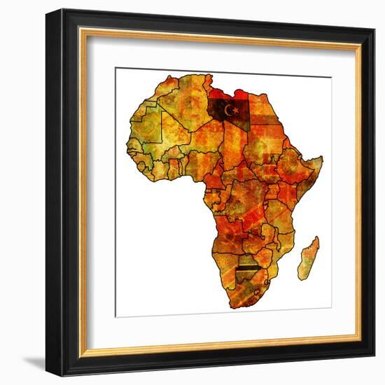 Libya on Actual Map of Africa-michal812-Framed Art Print