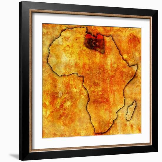 Libya on Actual Map of Africa-michal812-Framed Art Print