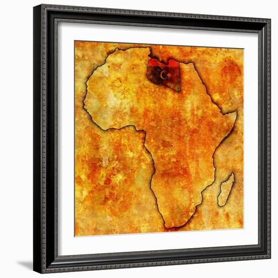 Libya on Actual Map of Africa-michal812-Framed Art Print