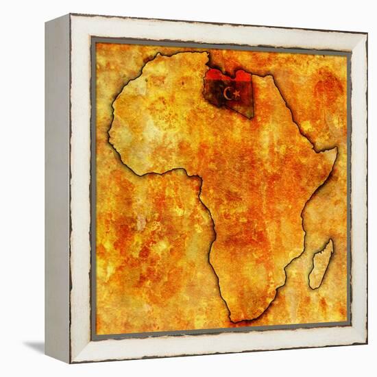 Libya on Actual Map of Africa-michal812-Framed Stretched Canvas