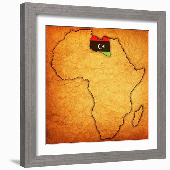 Libya on Actual Map of Africa-michal812-Framed Art Print