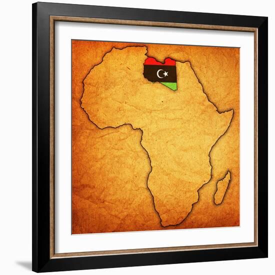 Libya on Actual Map of Africa-michal812-Framed Art Print