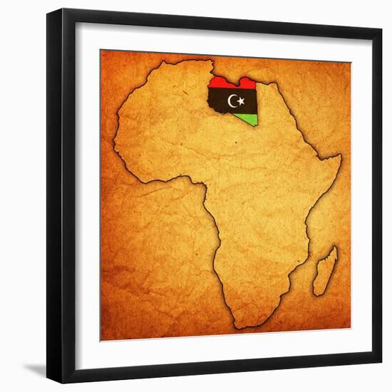 Libya on Actual Map of Africa-michal812-Framed Art Print