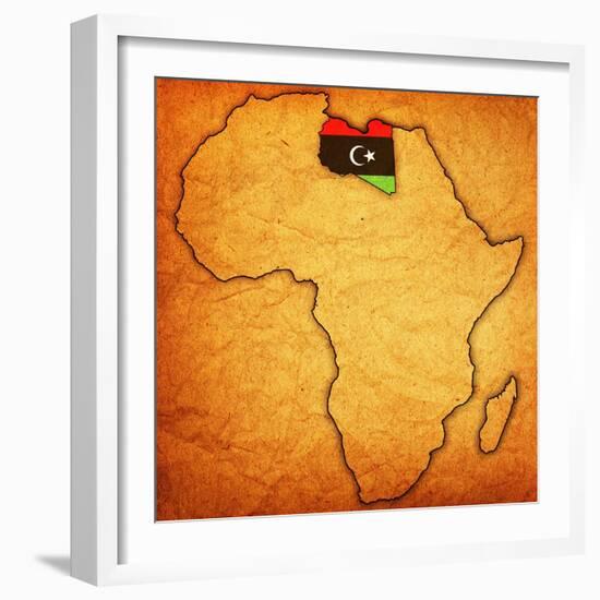 Libya on Actual Map of Africa-michal812-Framed Art Print