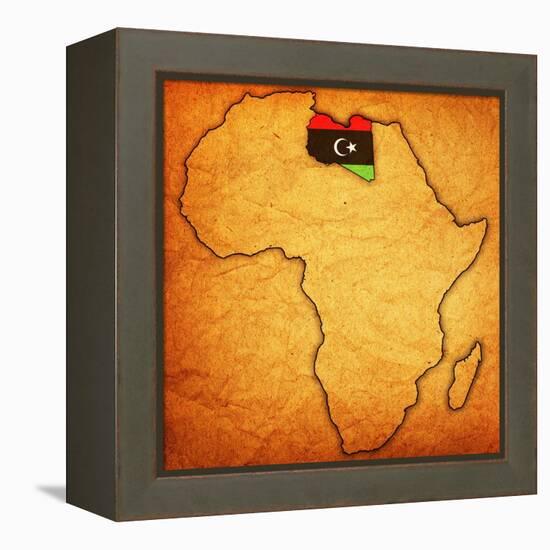 Libya on Actual Map of Africa-michal812-Framed Stretched Canvas