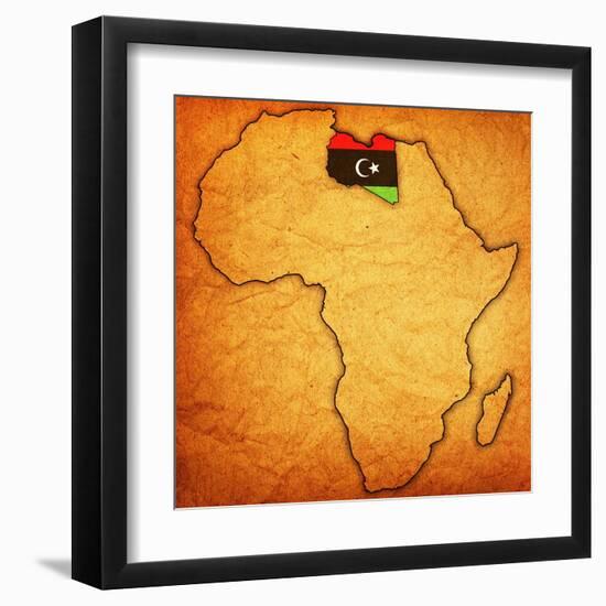 Libya on Actual Map of Africa-michal812-Framed Art Print