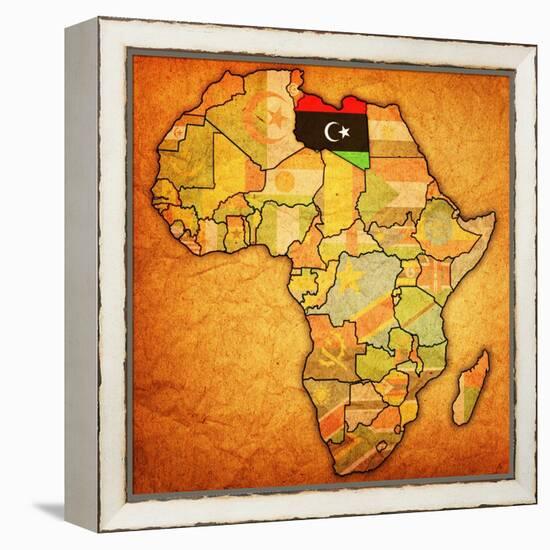 Libya on Actual Map of Africa-michal812-Framed Stretched Canvas