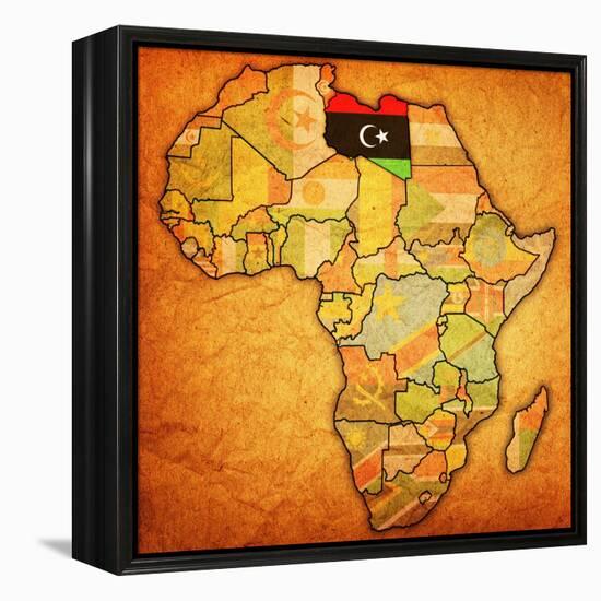 Libya on Actual Map of Africa-michal812-Framed Stretched Canvas