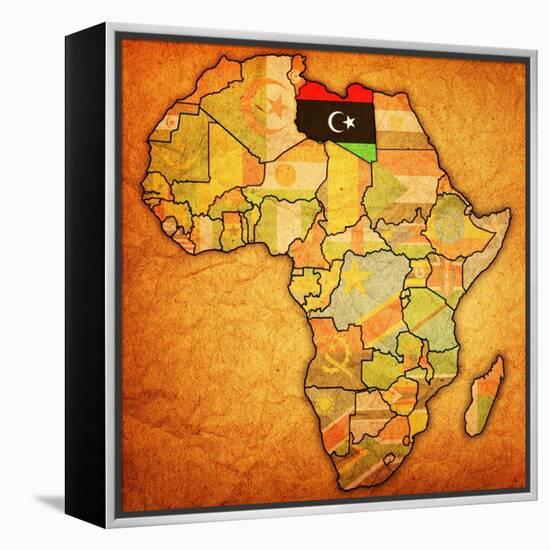 Libya on Actual Map of Africa-michal812-Framed Stretched Canvas