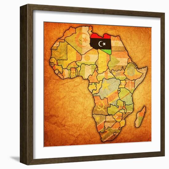 Libya on Actual Map of Africa-michal812-Framed Art Print