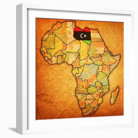 Libya on Actual Map of Africa-michal812-Framed Art Print