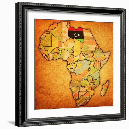 Libya on Actual Map of Africa-michal812-Framed Art Print