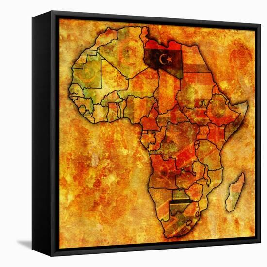 Libya on Actual Map of Africa-michal812-Framed Stretched Canvas