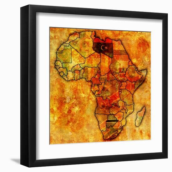 Libya on Actual Map of Africa-michal812-Framed Art Print