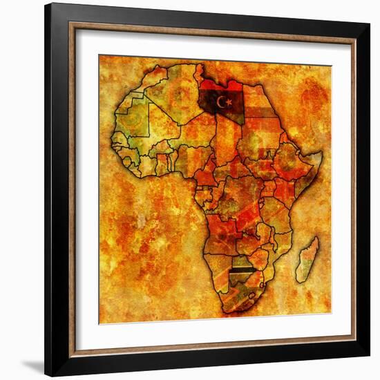 Libya on Actual Map of Africa-michal812-Framed Art Print