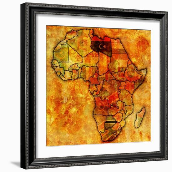 Libya on Actual Map of Africa-michal812-Framed Art Print