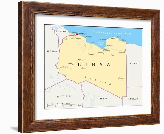 Libya Political Map-Peter Hermes Furian-Framed Art Print