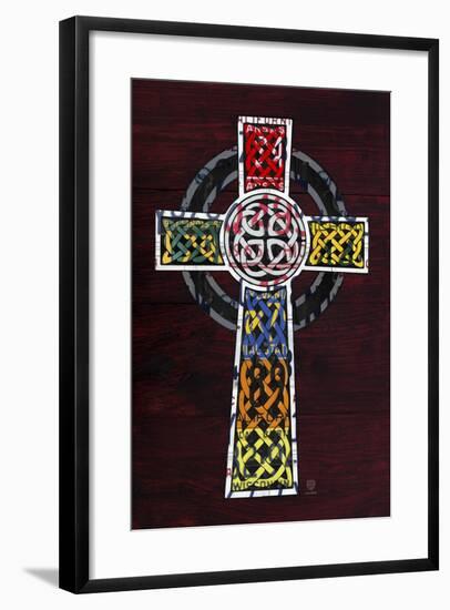 License Plate Art Celtic Cross-Design Turnpike-Framed Giclee Print