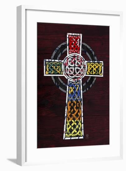 License Plate Art Celtic Cross-Design Turnpike-Framed Giclee Print