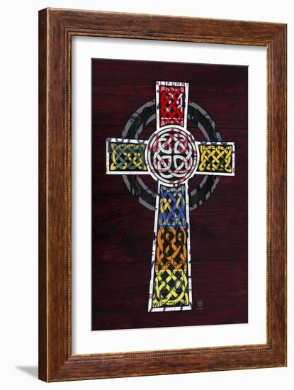 License Plate Art Celtic Cross-Design Turnpike-Framed Giclee Print