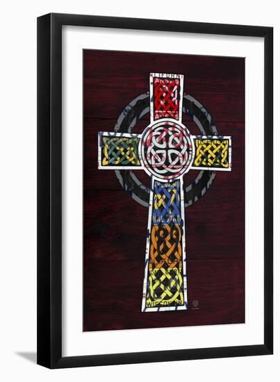 License Plate Art Celtic Cross-Design Turnpike-Framed Giclee Print