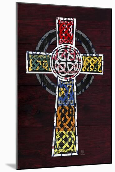 License Plate Art Celtic Cross-Design Turnpike-Mounted Giclee Print