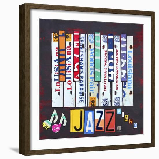 License Plate Art Jazz Series Piano-Design Turnpike-Framed Giclee Print