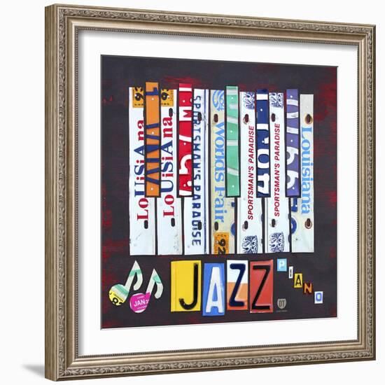 License Plate Art Jazz Series Piano-Design Turnpike-Framed Giclee Print