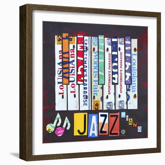 License Plate Art Jazz Series Piano-Design Turnpike-Framed Giclee Print