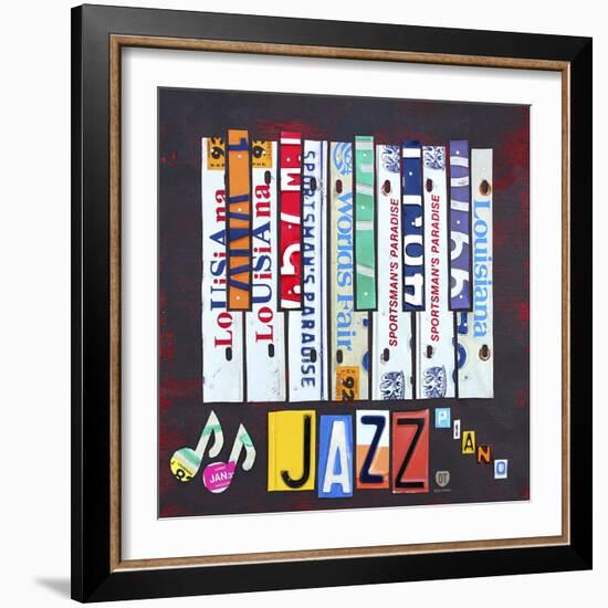 License Plate Art Jazz Series Piano-Design Turnpike-Framed Giclee Print