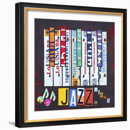 License Plate Art Jazz Series Piano-Design Turnpike-Framed Giclee Print