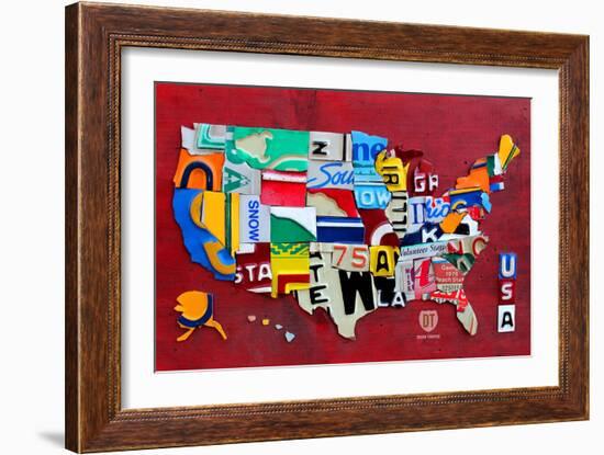 License Plate Map Miniature-Design Turnpike-Framed Giclee Print