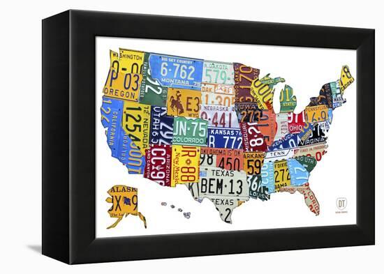 License Plate Map USA-Design Turnpike-Framed Premier Image Canvas