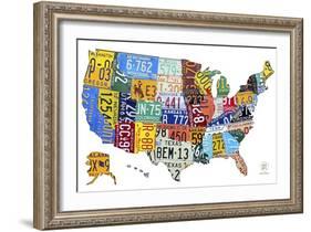 License Plate Map USA-Design Turnpike-Framed Giclee Print