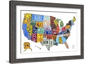 License Plate Map USA-Design Turnpike-Framed Giclee Print