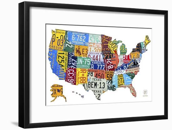 License Plate Map USA-Design Turnpike-Framed Giclee Print