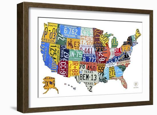 License Plate Map USA-Design Turnpike-Framed Giclee Print