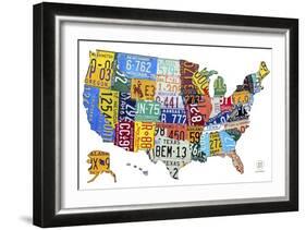 License Plate Map USA-Design Turnpike-Framed Giclee Print