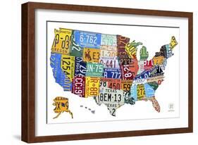 License Plate Map USA-Design Turnpike-Framed Giclee Print