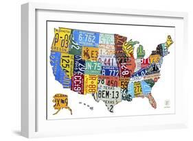 License Plate Map USA-Design Turnpike-Framed Giclee Print