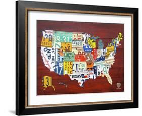 License Plate Map USA-Design Turnpike-Framed Giclee Print