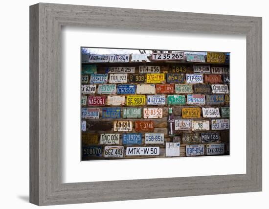 License plate mounted on a wall at the roadside, Hole 'N the Rock, Zion National Park, Utah, USA-Panoramic Images-Framed Photographic Print