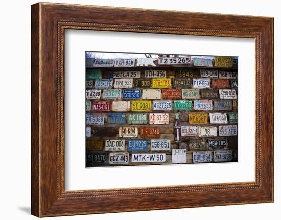 License plate mounted on a wall at the roadside, Hole 'N the Rock, Zion National Park, Utah, USA-Panoramic Images-Framed Photographic Print