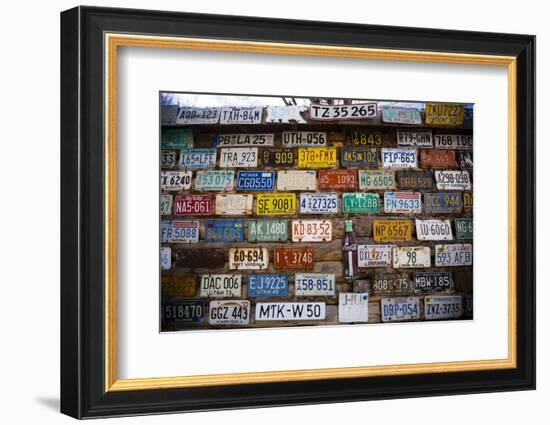 License plate mounted on a wall at the roadside, Hole 'N the Rock, Zion National Park, Utah, USA-Panoramic Images-Framed Photographic Print