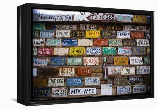 License plate mounted on a wall at the roadside, Hole 'N the Rock, Zion National Park, Utah, USA-Panoramic Images-Framed Premier Image Canvas