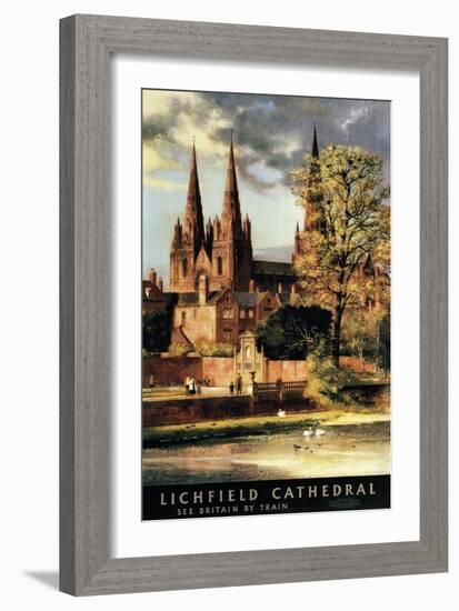 Lichfield, England - View of Lichfield Cathedral British Railways Poster-Lantern Press-Framed Art Print
