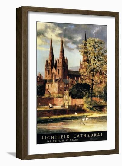 Lichfield, England - View of Lichfield Cathedral British Railways Poster-Lantern Press-Framed Art Print