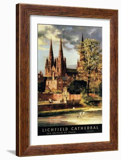 Lichfield, England - View of Lichfield Cathedral British Railways Poster-Lantern Press-Framed Art Print