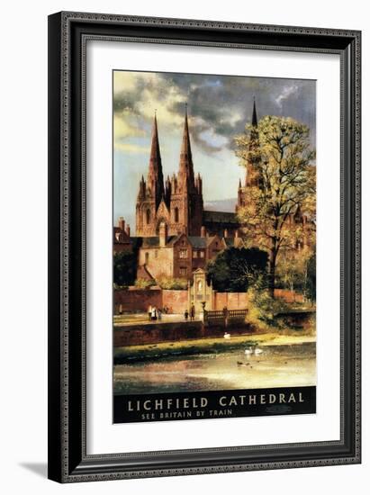 Lichfield, England - View of Lichfield Cathedral British Railways Poster-Lantern Press-Framed Art Print