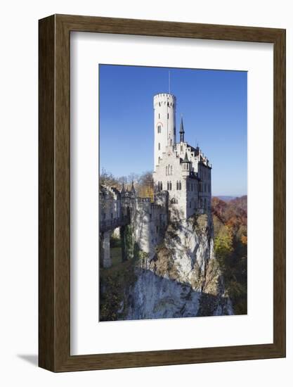 Lichtenstein Castle in Autumn, Swabian Alb, Baden Wurttemberg, Germany, Europe-Markus Lange-Framed Photographic Print